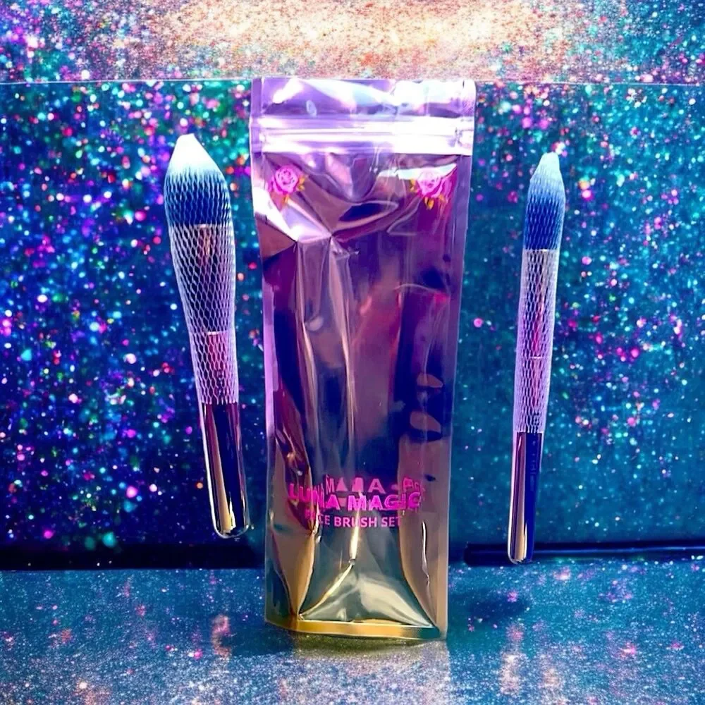 Luna Magic Face Brush Set - 2 Piece - Glow Up And Blend The Rules NIP